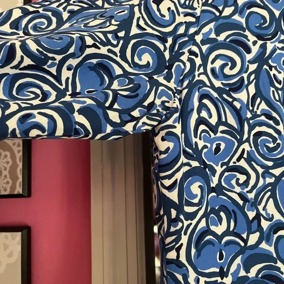 Lilly Pulitzer Size XL Dress White & Shades of Blue Polyester/Spandex 3/4 Sleeve - Picture 5 of 10